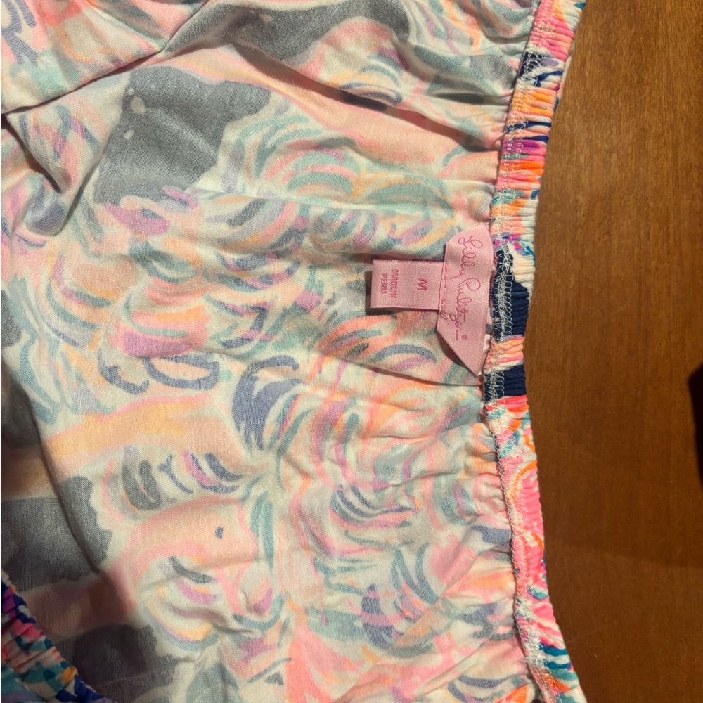 Lilly Pulitzer Pelican Pink Multicolor Swirl Off the Shoulder Top - Picture 3 of 4